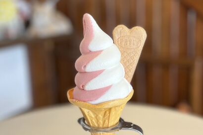 ミックスソフトクリーム（バニラ＆いちご）